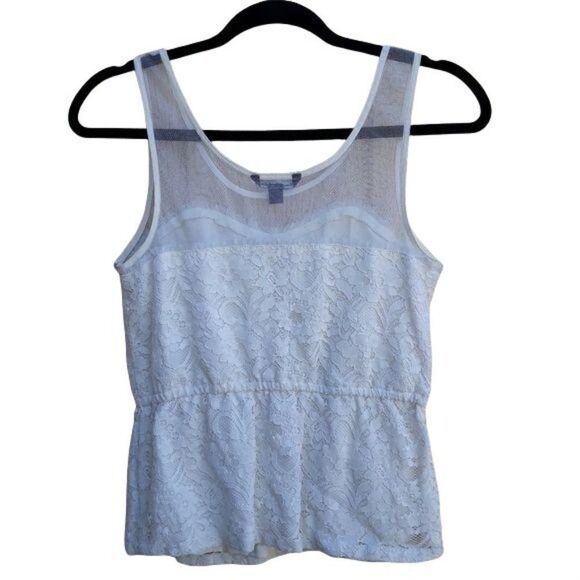 AEO Top Illusion Boho Romantic‎ Sweetheart Lace Neckline Sleeveless Cream Sz XS - Picture 8 of 12